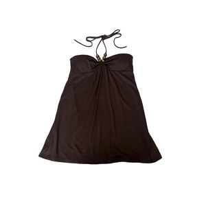 y2k wooden beaded brown halter top